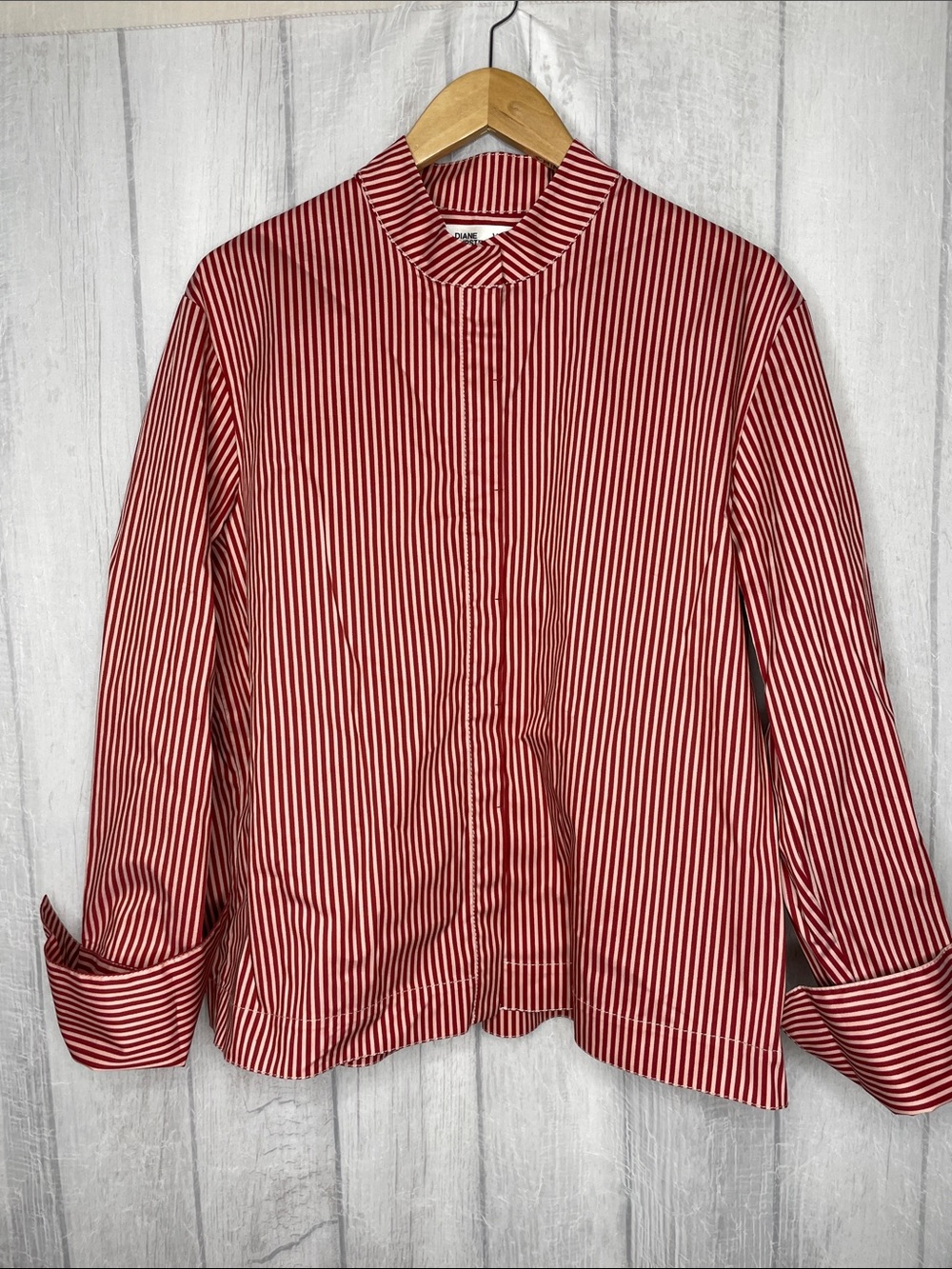 Diane Von Furstenberg Red Striped Blouse